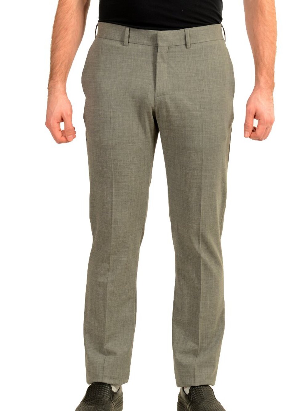 Malo Men's Gray Wool Flat Front Dress Pants US 40 IT 56